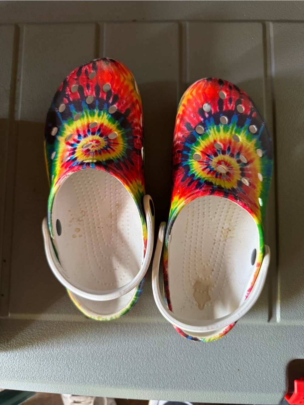 CROCS Kids Tie-Dye Clog Sandals with White Strap